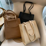 Solid Shoulder Bag Smooth Zipper Big Handbag