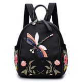 Dragonfly Pattern Travel Backpack Embroidery Women's Backpack