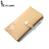 Floral Print Long Purses Zipper Hasp Wallet For Women