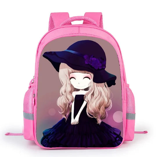 Cartoon Flower Girl School Backpack Lightweight Shoulder Bag
