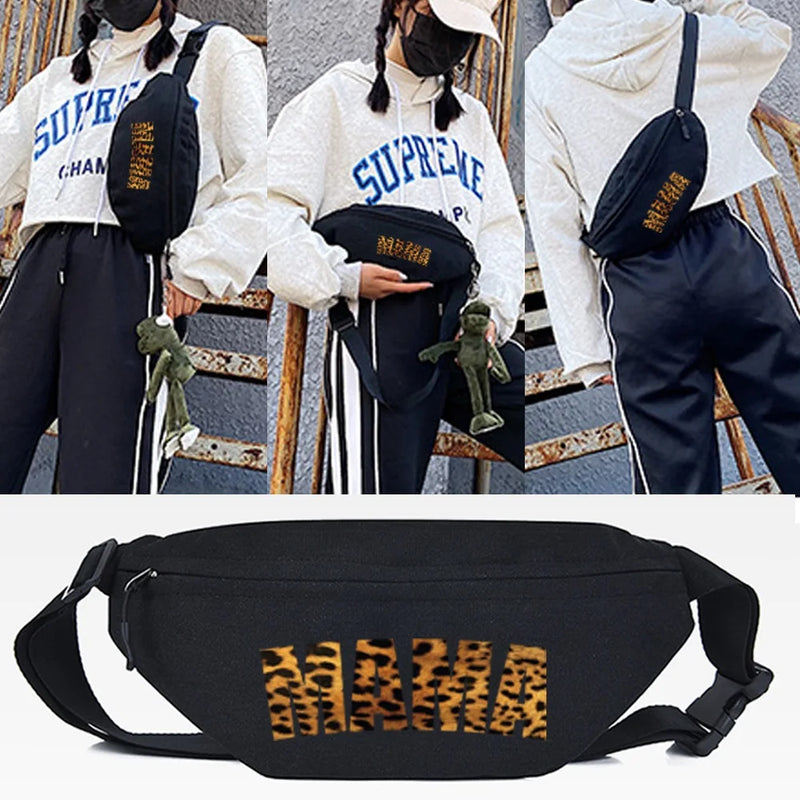 Princess Crown Print Waist Bag Women Canvas Chest Packs
