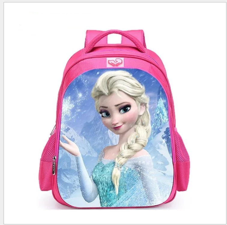 Princess Elsa Lovely School Backpack for Girls Kids Pink Cartoon School Bag