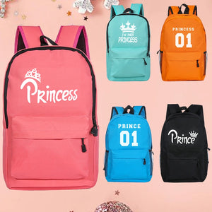 Princess Prince Print School Bags for Girls Boy Backpack Female Laptop Storage P