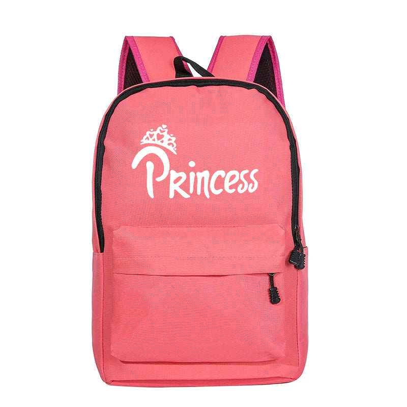 Princess Prince Print School Bags for Girls Boy Backpack Female Laptop Storage P