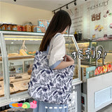 Flower Print Shoulder Bag Women Insulation Tote Reusable Travel Handbag