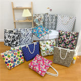 Flower Print Shoulder Bag Women Insulation Tote Reusable Travel Handbag