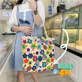 Flower Print Shoulder Bag Women Insulation Tote Reusable Travel Handbag