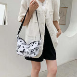 Retro Zipper Shoulder Bags Women Big Capacity Canvas Cross Body Underarm Hobos B