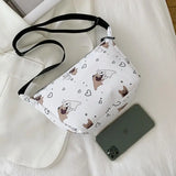 Retro Zipper Shoulder Bags Women Big Capacity Canvas Cross Body Underarm Hobos B