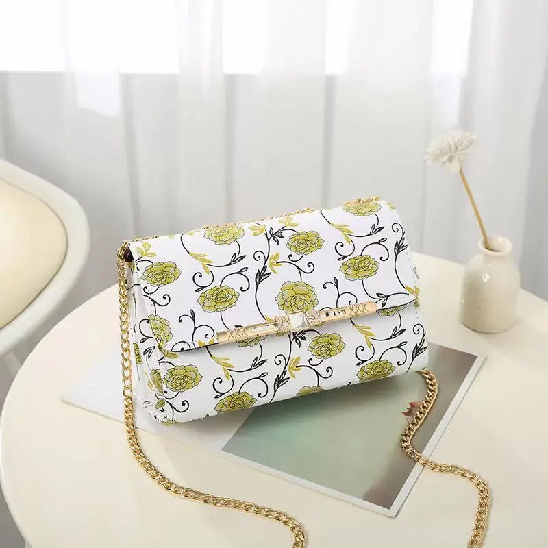 Floral Chain Women's Shoulder Messenger Small Square Casual Bag