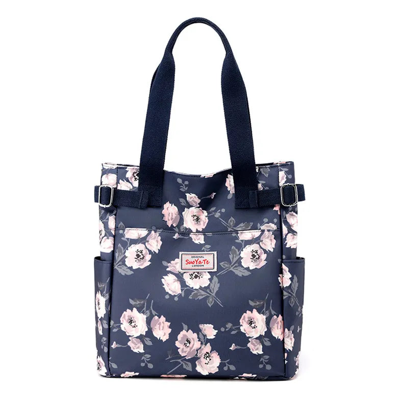 Flower Women Large Capacity Shoulder Bag Nylon Ladies Totes Handbags