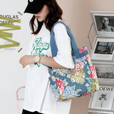 Flower Women Large Capacity Shoulder Bag Nylon Ladies Totes Handbags