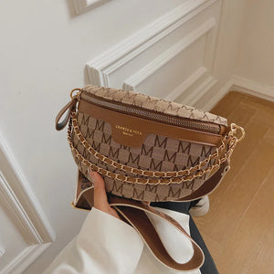 Plaid Pattern Fanny Pack for Women Chain Waist Bag Fashionable Female Waist Pack