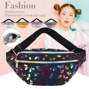 Colorful Waist Bag Women Fanny Pack Girls Bum Bag Travel Kids Cartoon Belt Bag