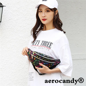 Colorful Waist Bag Women Fanny Pack Cartoon Belt Phone Pouch