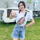 Women's Printed Waist Bag Small Satchel Shoulder Bag