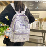 Printing Nylon Backpack Large Capacity For Women