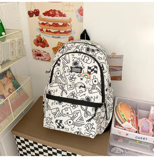 Printing Nylon Backpack Large Capacity For Women