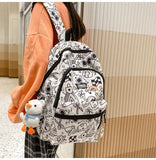 Printing Nylon Backpack Large Capacity For Women