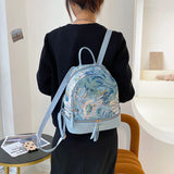 Canvas Women Backpack Small School Bag Girls Rucksack Female Travel