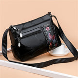 Floral Crossbody Bag Soft Leather Messenger Hobo Shoulder Bag Ladies Purse