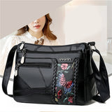 Floral Crossbody Bag Soft Leather Messenger Hobo Shoulder Bag Ladies Purse