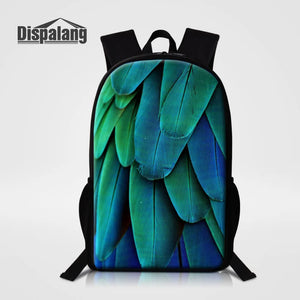 Feather Animal Kids School Bag for Teenage Girls Rucksack Large Bagpack