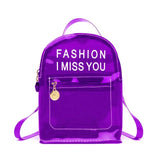 Printing Letter Transparent PVC Backpack Travel School Book Bag Daypack