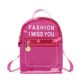 Printing Letter Transparent PVC Backpack Travel School Book Bag Daypack