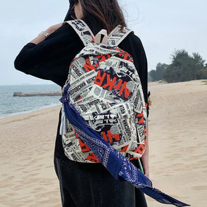 Letters Women Backpack Large Capacity Travel Bag Schoolbag for Teenage Girls