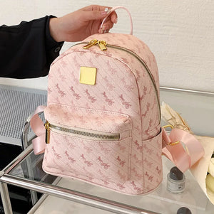 Small PU Leather Women Backpack for Teenage Girls School Bag Rucksack