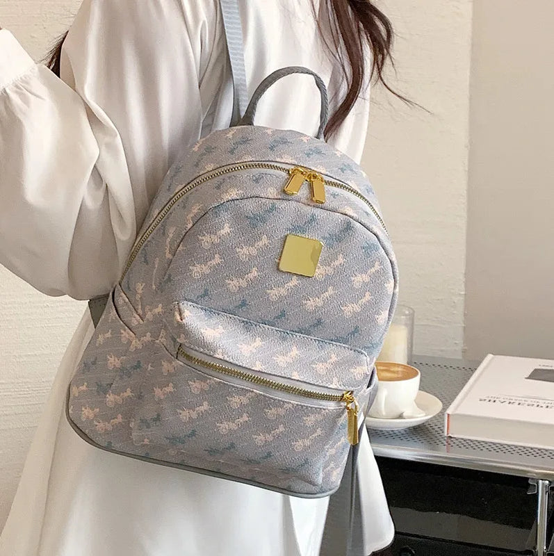 Small PU Leather Women Backpack for Teenage Girls School Bag Rucksack