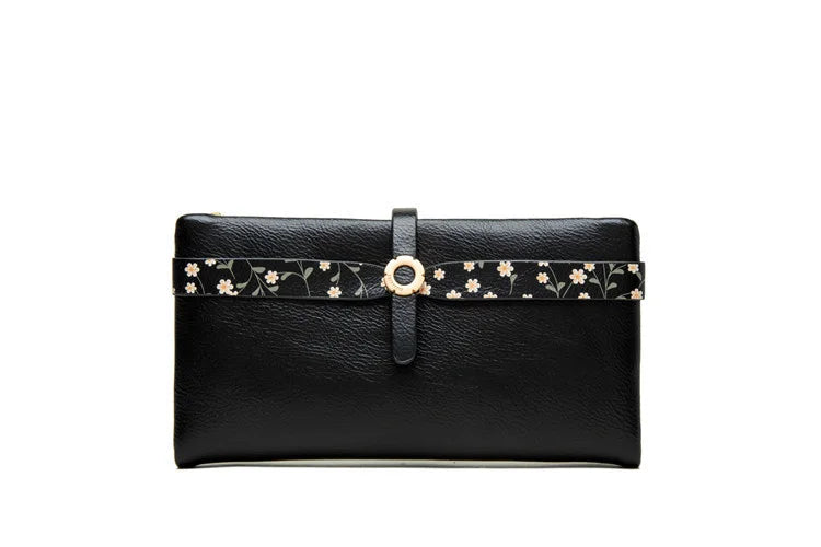 Priti long women's purse Pu small fresh buckle zipper multifunctional