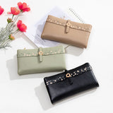 Priti long women's purse Pu small fresh buckle zipper multifunctional