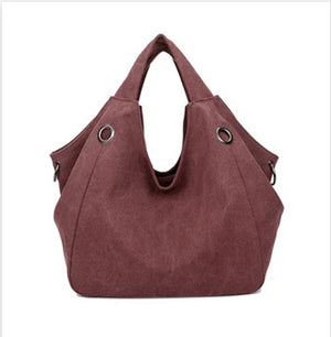 100% Cotton Women Solid Canvas Shoulder Bag Large Tote Bags