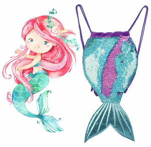 Mermaid Sequin Drawstring Bag Little Girl Backpack Unicorn Sequin Lovely Bag