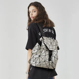 Shinning Leather Geometric Backpack for Women