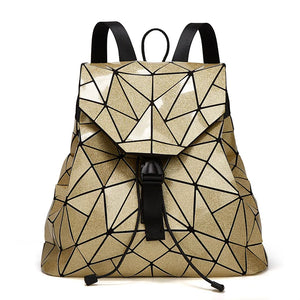 Shinning Leather Geometric Backpack for Women