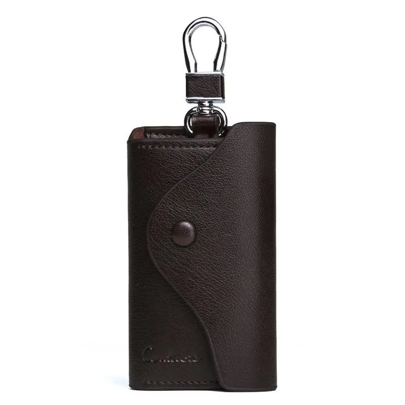 Leather Key Bag with Magnetic Buckle - Unisex Key Chain