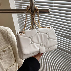 Solid PU Leather Square Shoulder Bag