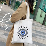 Psychedelic Evil Eye Women Canvas Shoulder Handbags Totes