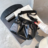 Large Capacity Shoulder Bag Solid Pleated Women Messenger Bags