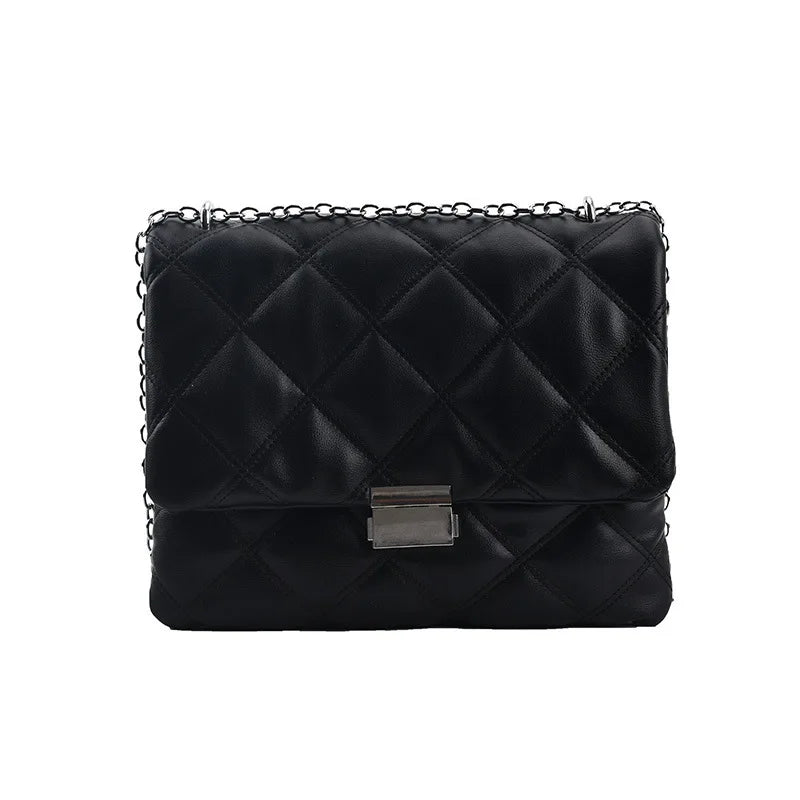 Embroidered Pu Leather Chain Crossbody Messenger Bag for Women