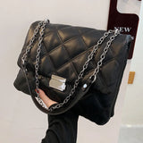 Embroidered Pu Leather Chain Crossbody Messenger Bag for Women