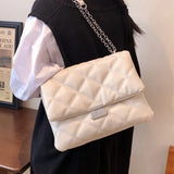 Embroidered Pu Leather Chain Crossbody Messenger Bag for Women
