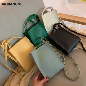 PU Leather Crossbody Bags for Women Weave Strap Shoulder Bag High Mini Phone Pur