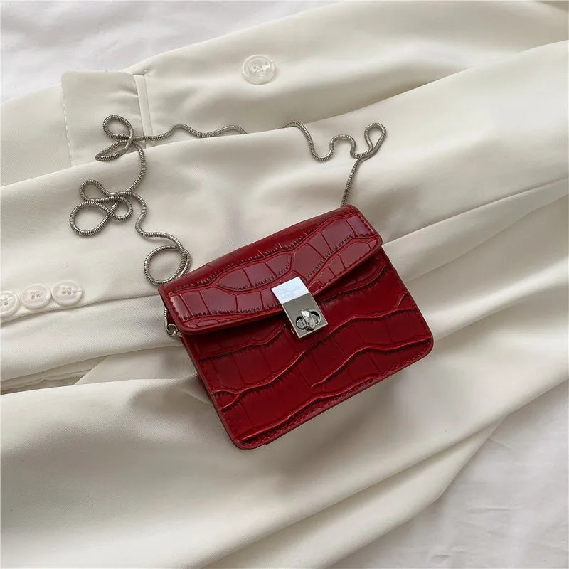 Crocodile Pattern Crossbody Bag for Women Mini Handbag