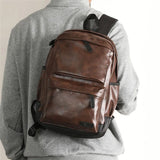 Waterproof PU Leather Men's Laptop Backpack