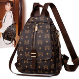 Women's PU Leather Rucksack Soft Leather Backpack Messenger Chest Bag
