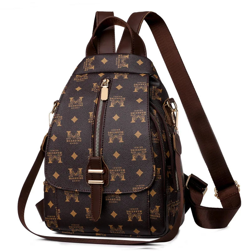 Women's PU Leather Rucksack Soft Leather Backpack Messenger Chest Bag